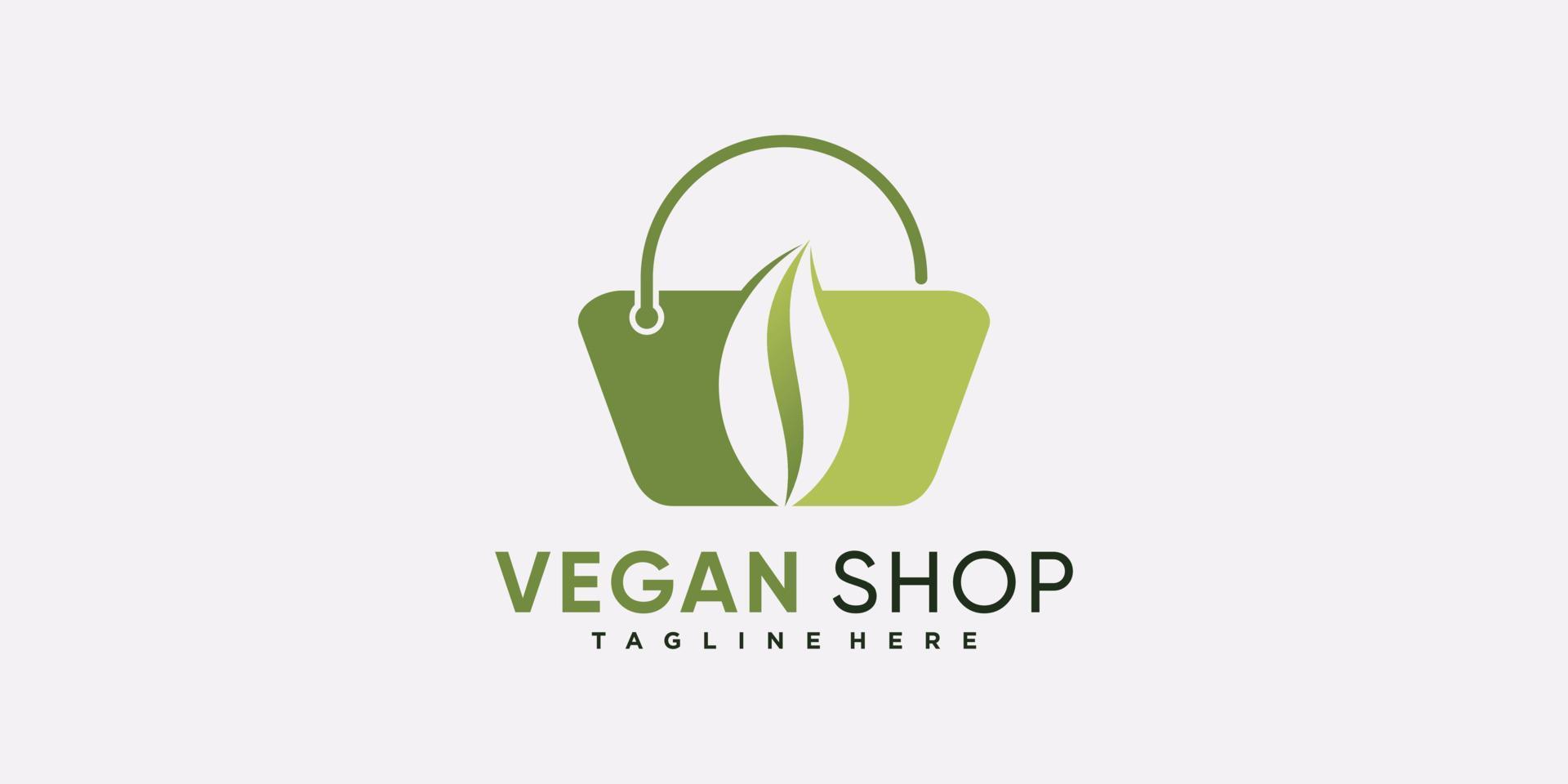 logotipo de icono de tienda vegana para empresa comercial con vector premium de concepto creativo