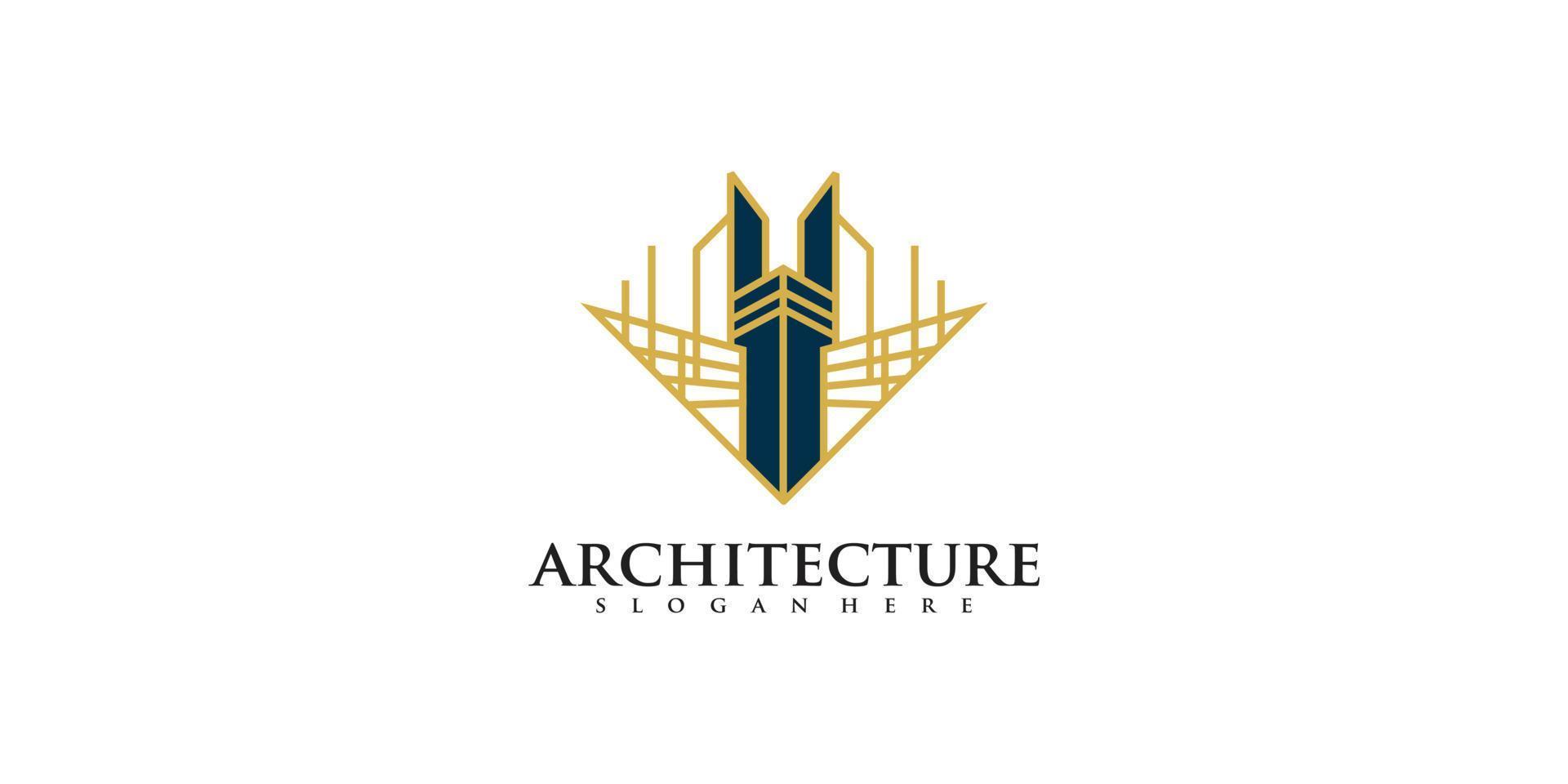 Architecture real estate logo elegant simple line art Premium Vector