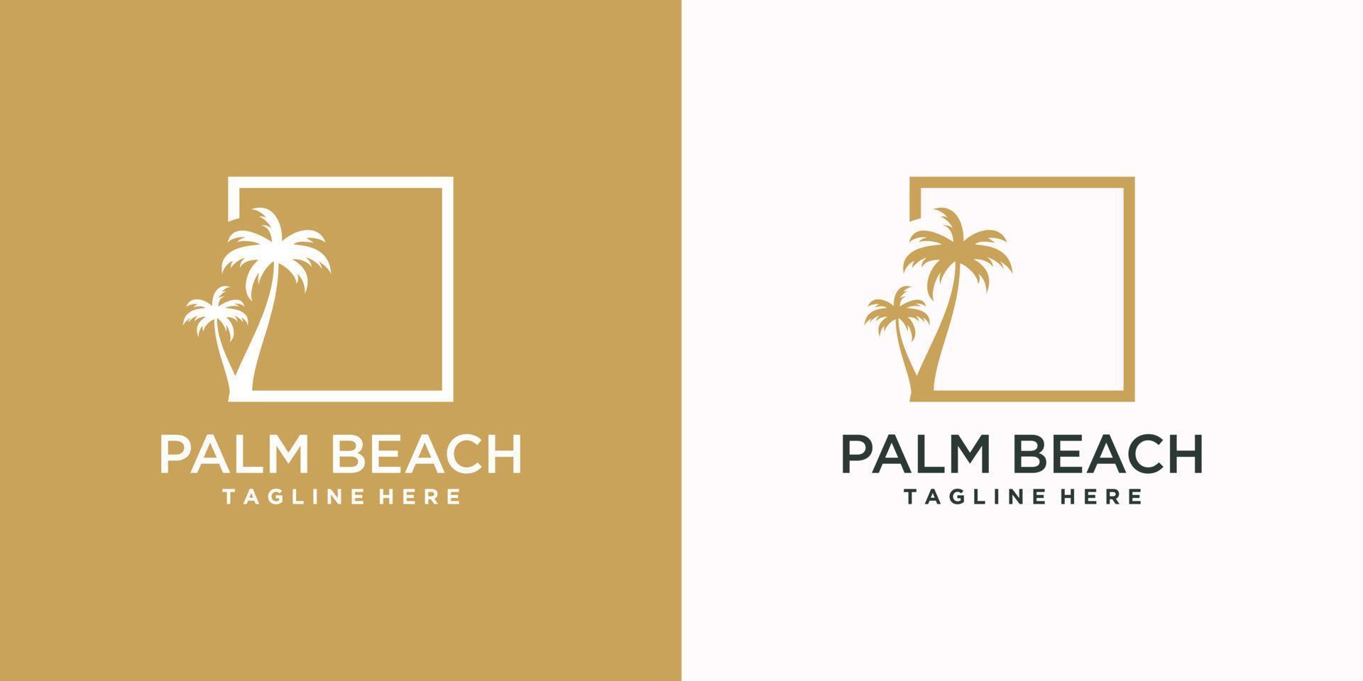 Palm tree logo design with creative concept Premium Vector