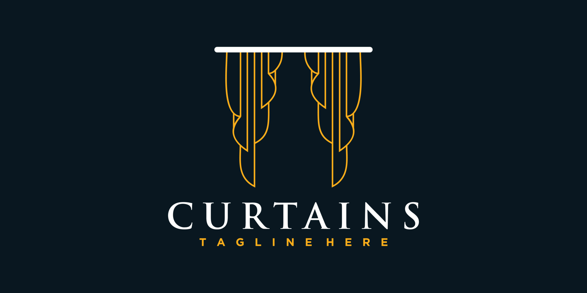 Curtain fabric logo design template inspiration simple and unique