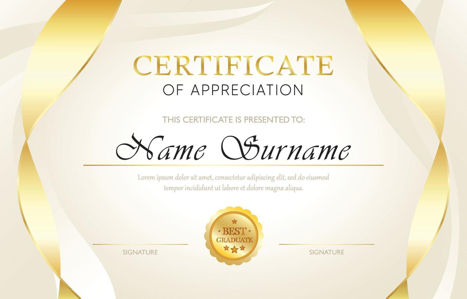 Certificate of Appreciation Template vector