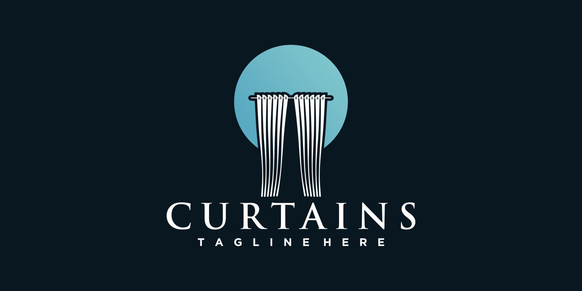 Curtain fabric logo design template inspiration simple and unique Premium Vector