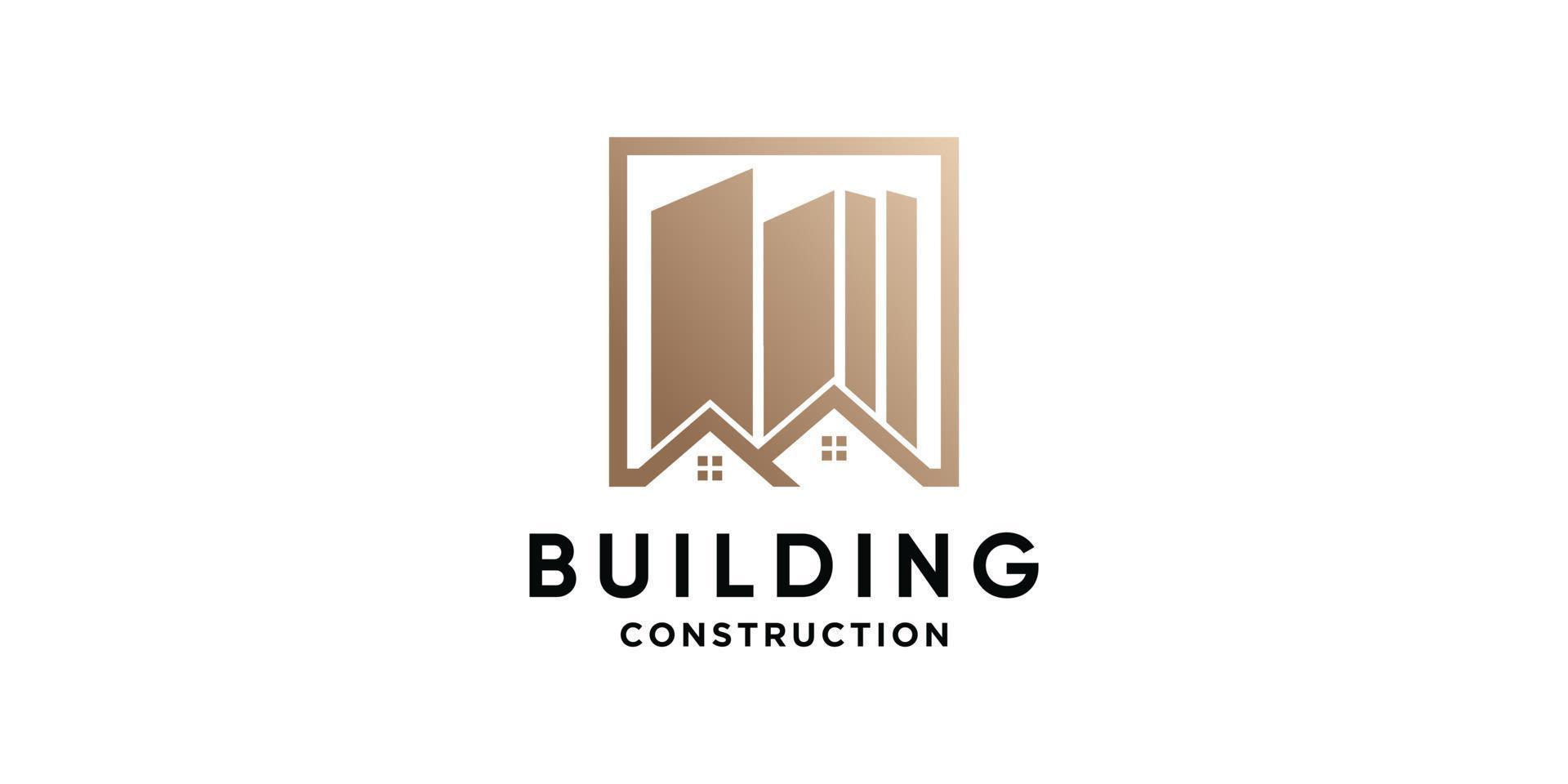 Building construction logo design with creative concept vector