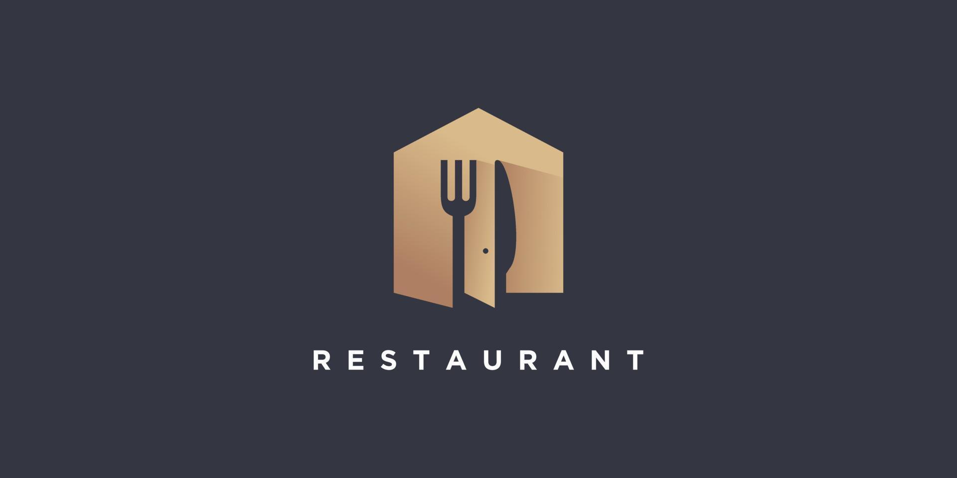 Food house logo design with modern concept Premium Vector
