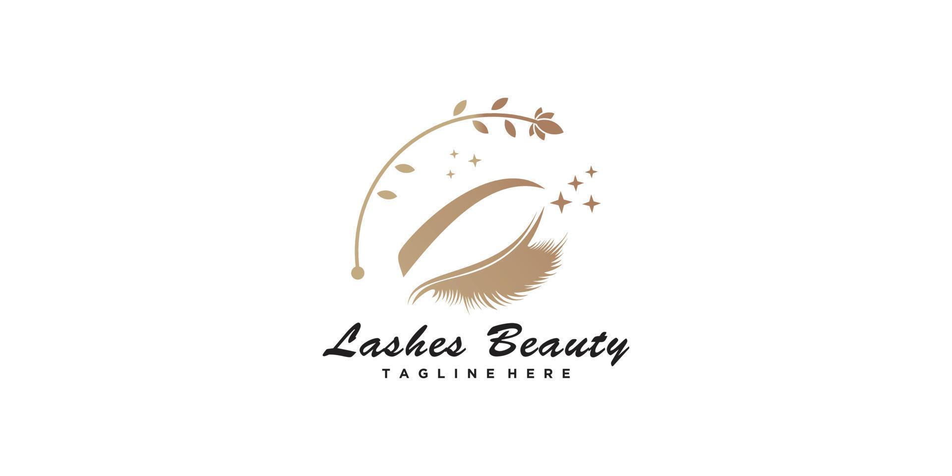 Eyelashes logo design for beauty lash salon with creative concept and business card Premium Vector