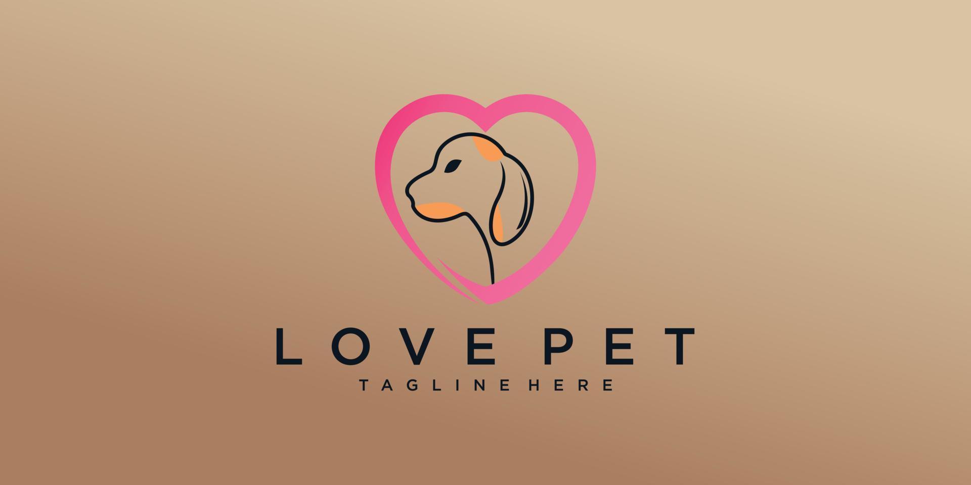 Pet love  logo design with love unique Premium vector