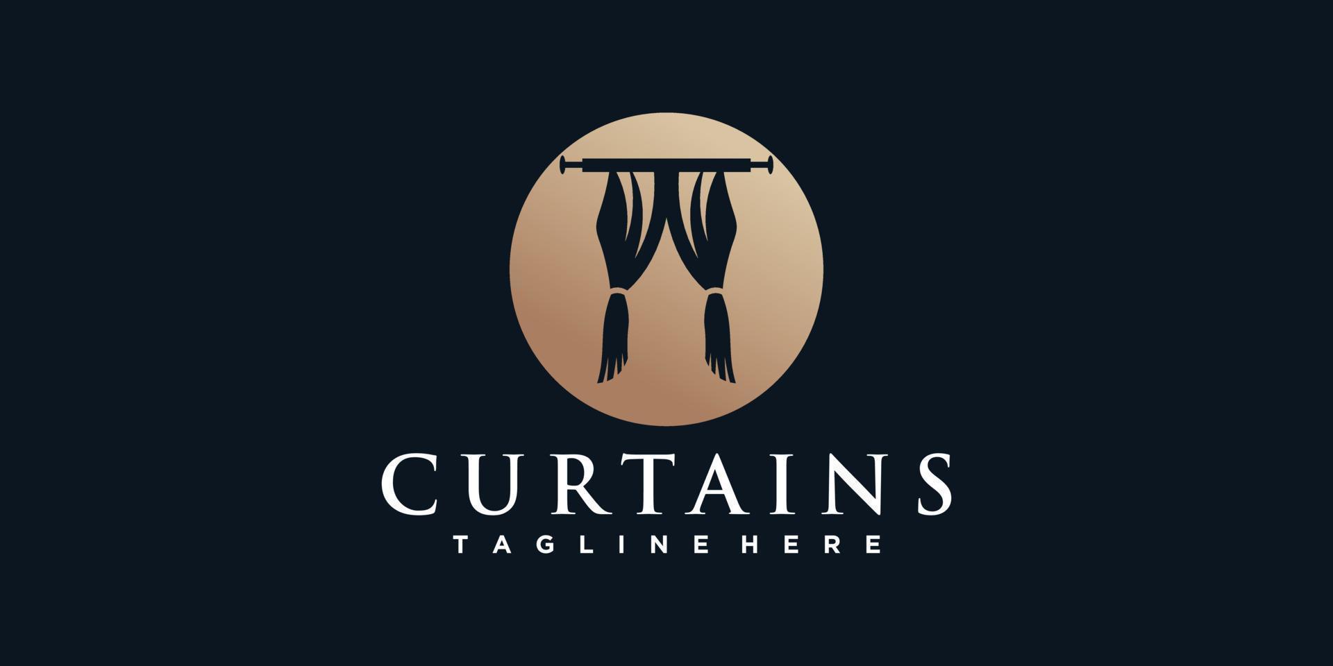 Curtain fabric logo design template inspiration simple and unique Premium Vector