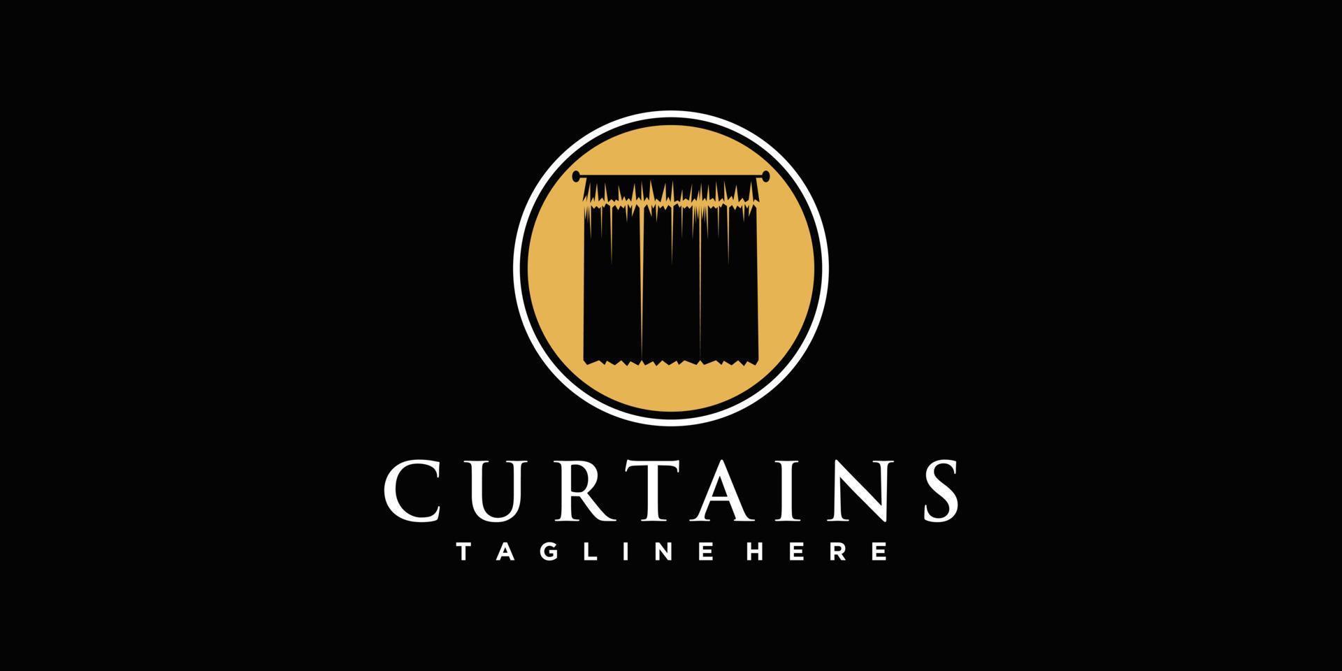 Curtain fabric logo design template inspiration simple and unique Premium Vector