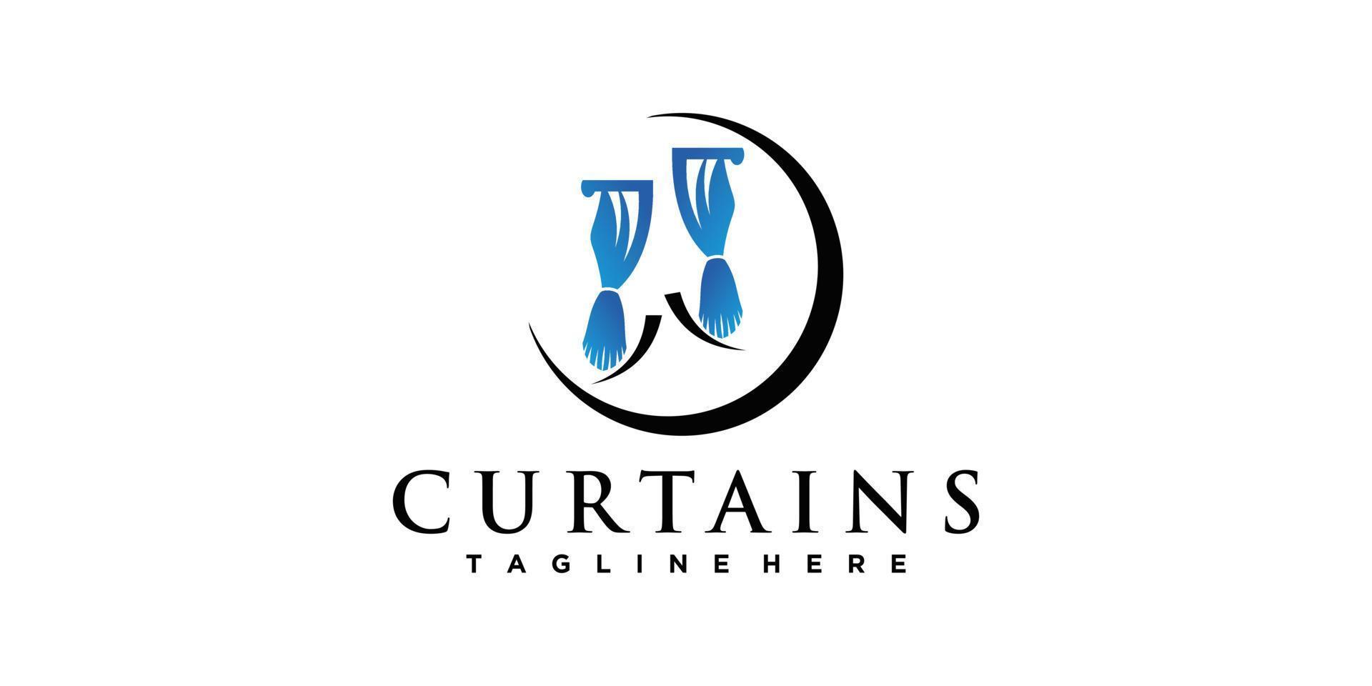 Curtain fabric logo design template inspiration simple and unique Premium Vector