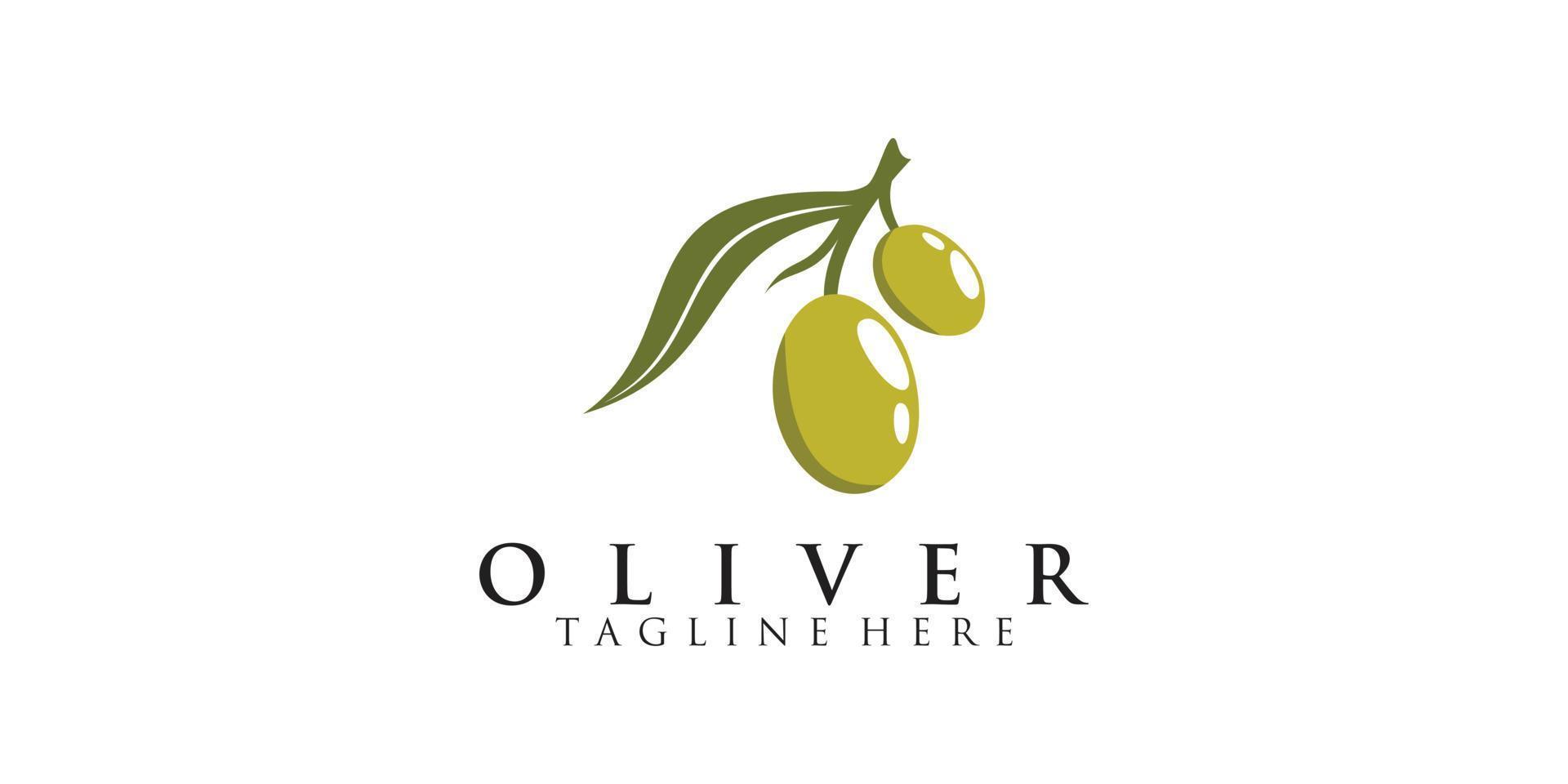 Ilustración de diseño de logotipo de olivo y aceite con concepto vector premium simple