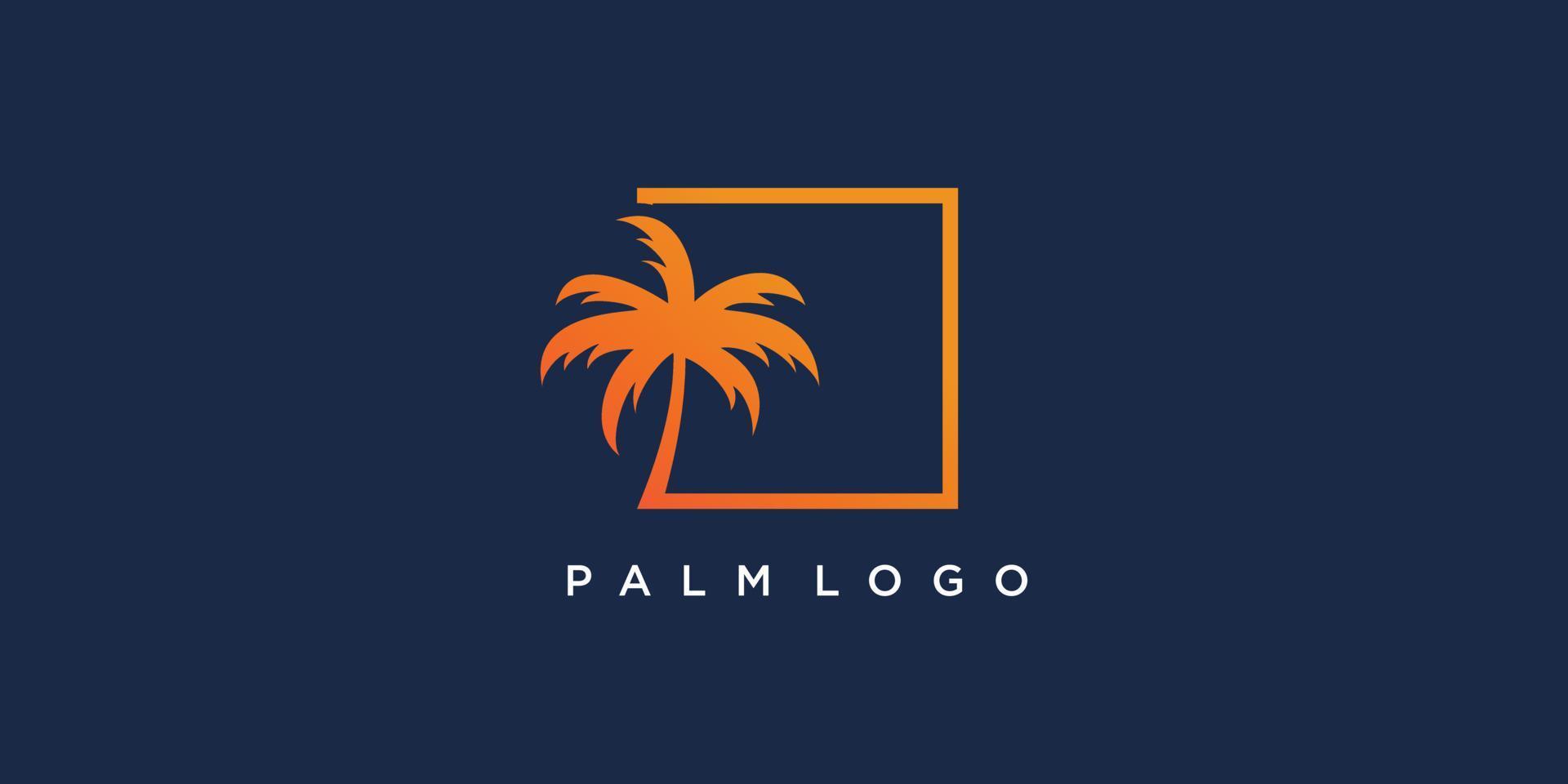 diseño de logotipo de palma con vector premium de concepto cuadrado