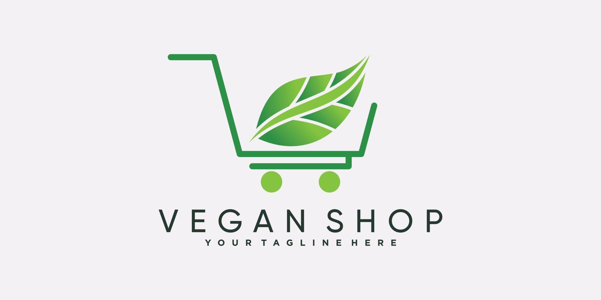 Vegan shop icon logo for business company with creative concept Premium Vector