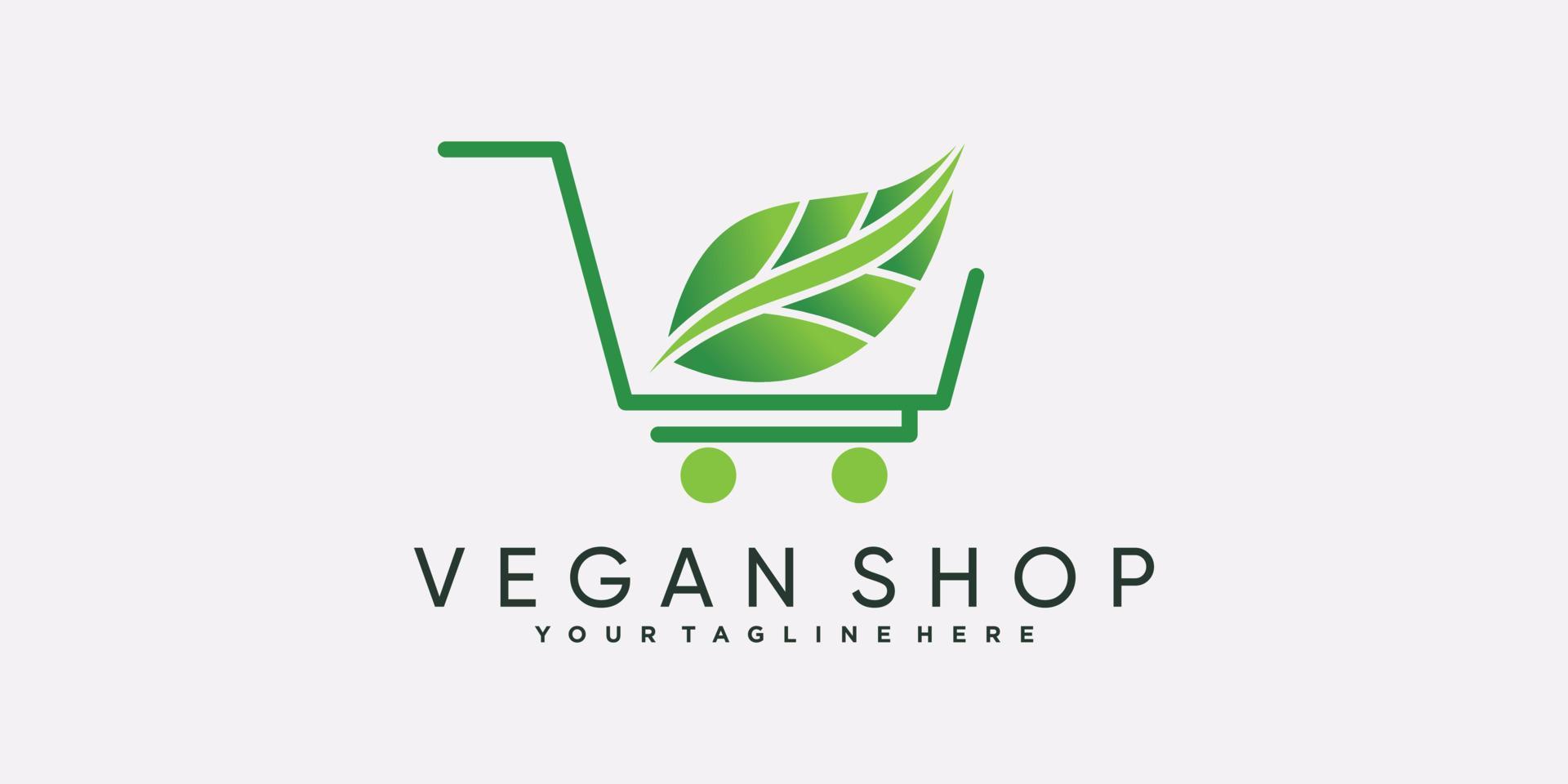 logotipo de icono de tienda vegana para empresa comercial con vector premium de concepto creativo