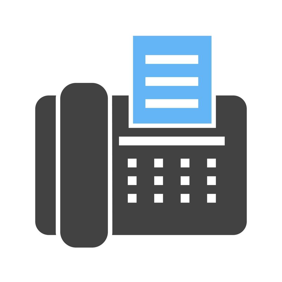 Fax Machine Glyph Blue and Black Icon vector