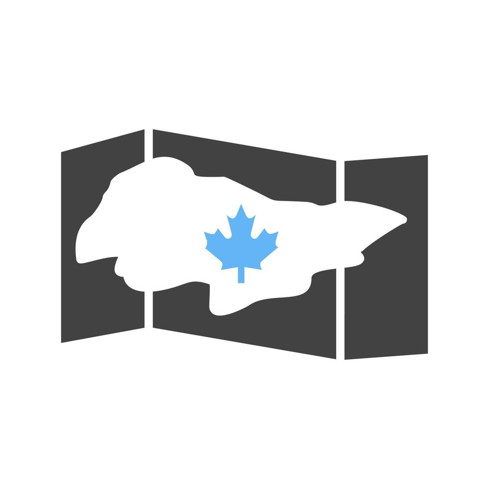 mapa de canadá glifo icono azul y negro vector