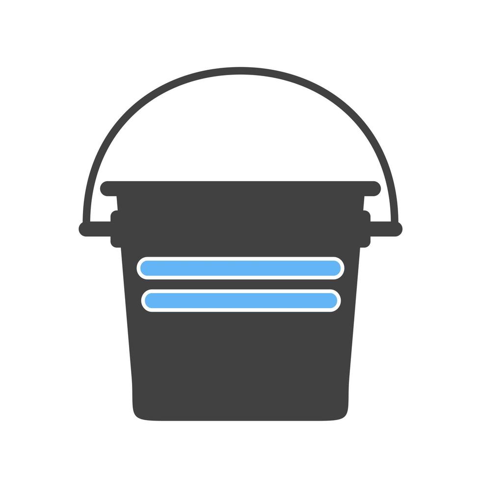 Water Bucket Glyph Blue and Black Icon vector