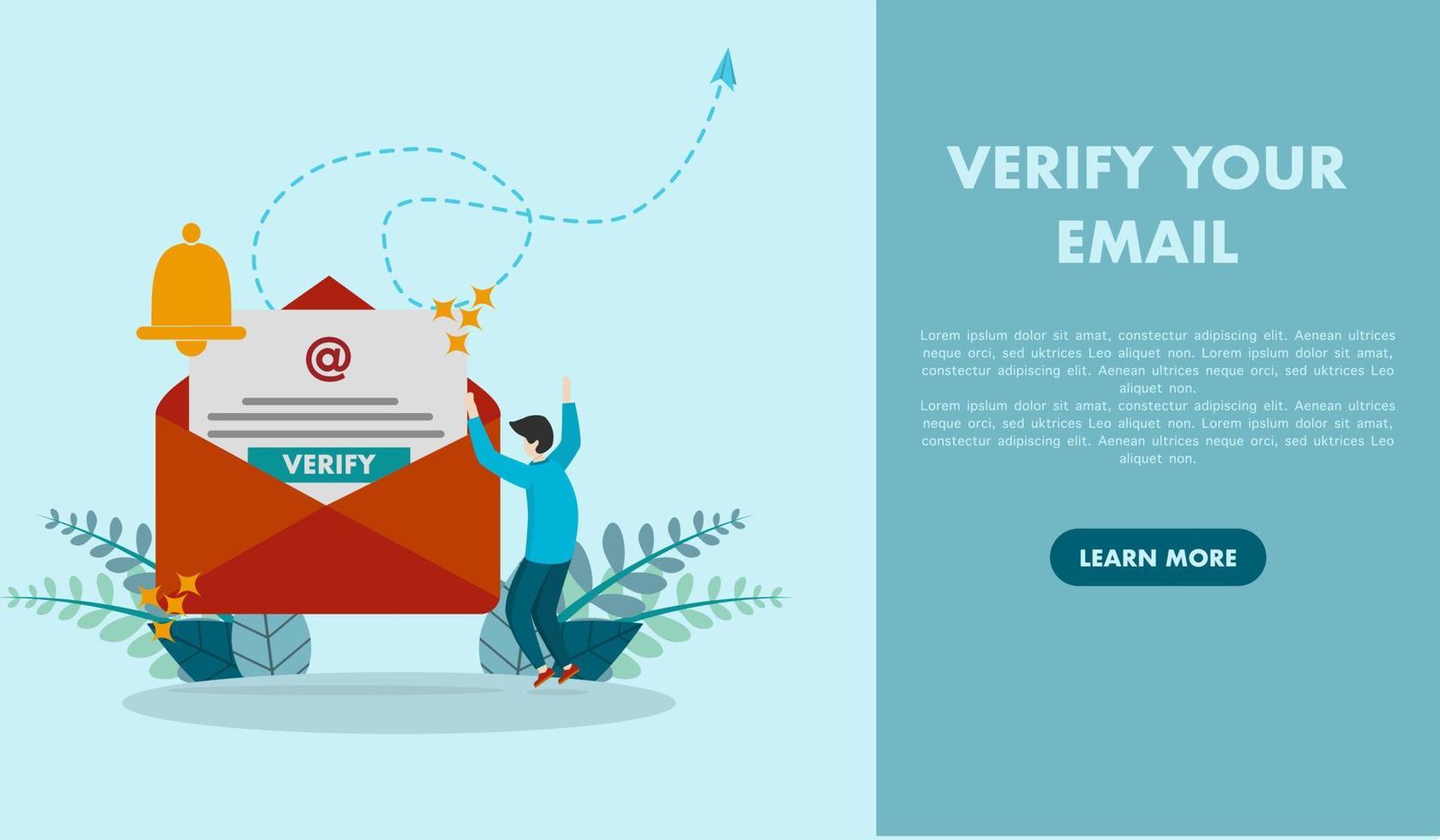 Email verification concept. get incoming email. Send and receive verification emails. Can be used for web landing pages, banners, mobile apps. Vector Illustration