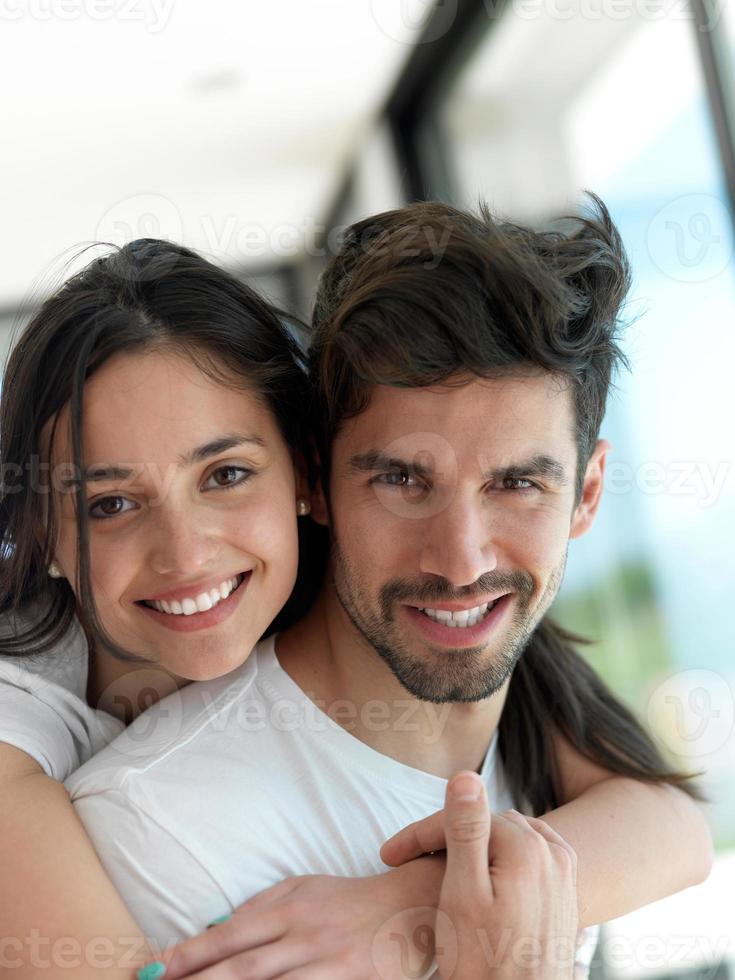 relaxed young couple at home photo