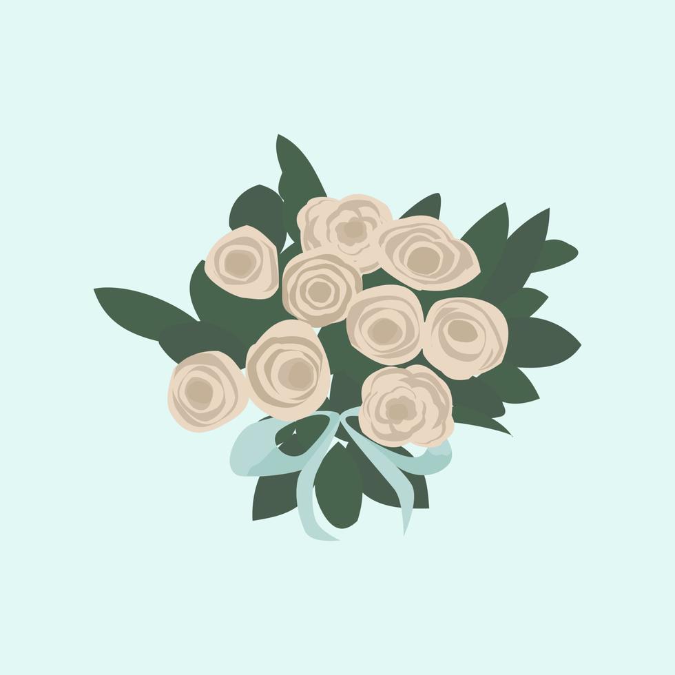 ramo de rosas blancas vector