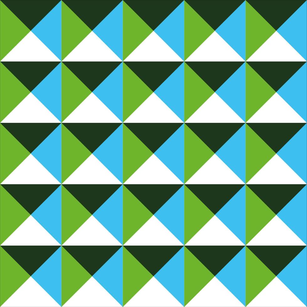 Geometry seamless pattern. Dynamic and contrast, optical illusion. Black, green, blue and white. Vector design.