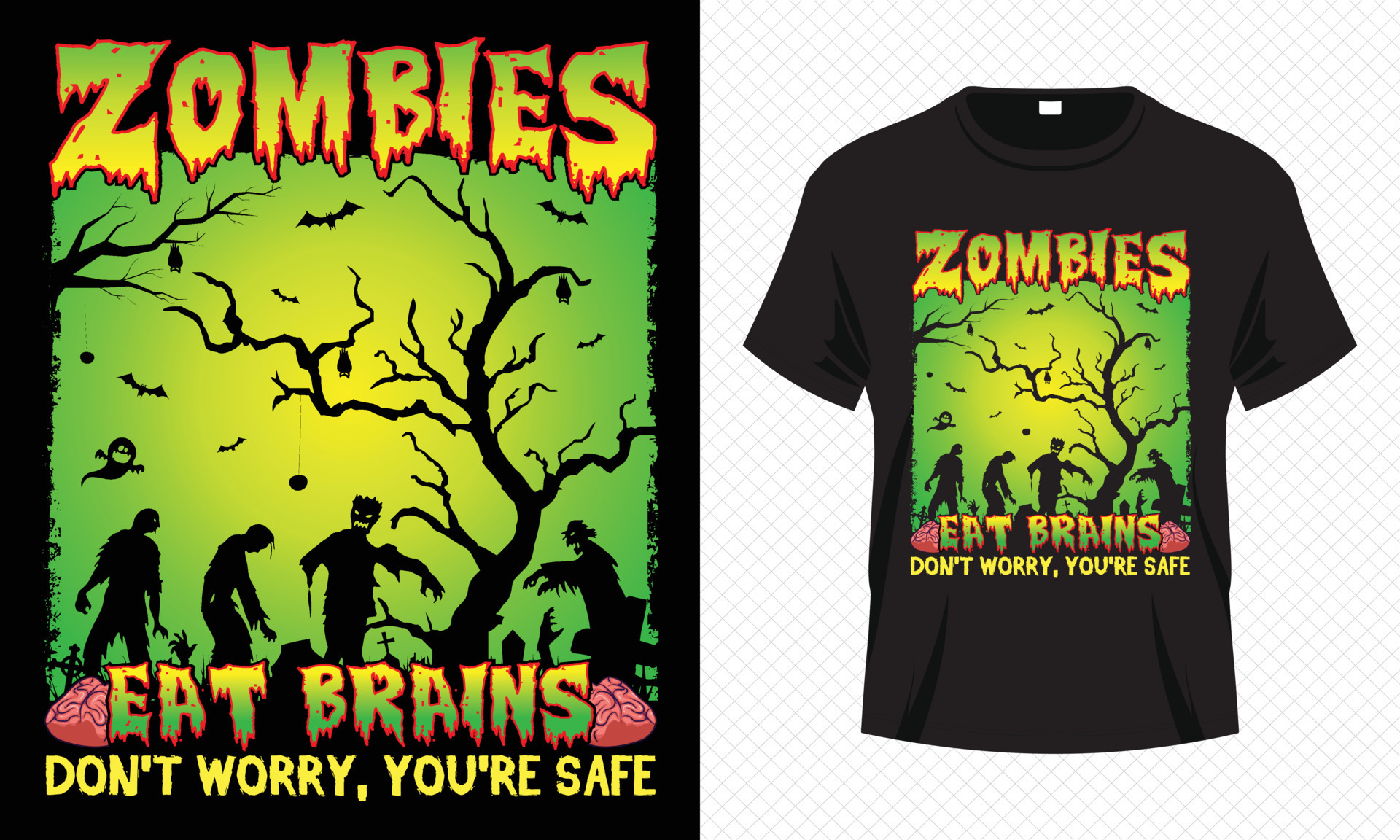 Zombies Eat Brains Don't Worry You're Safe Happy Halloween tshirt