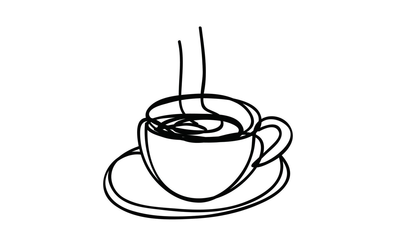 taza de café, estilo de dibujo lineal, diseño vectorial vector