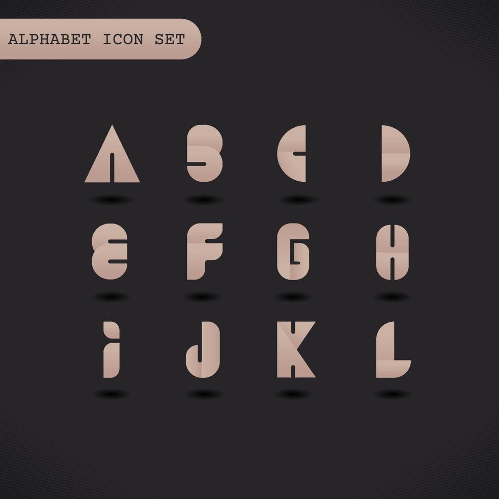 Alphabet Icon A-L  Brown Gradient Set vector