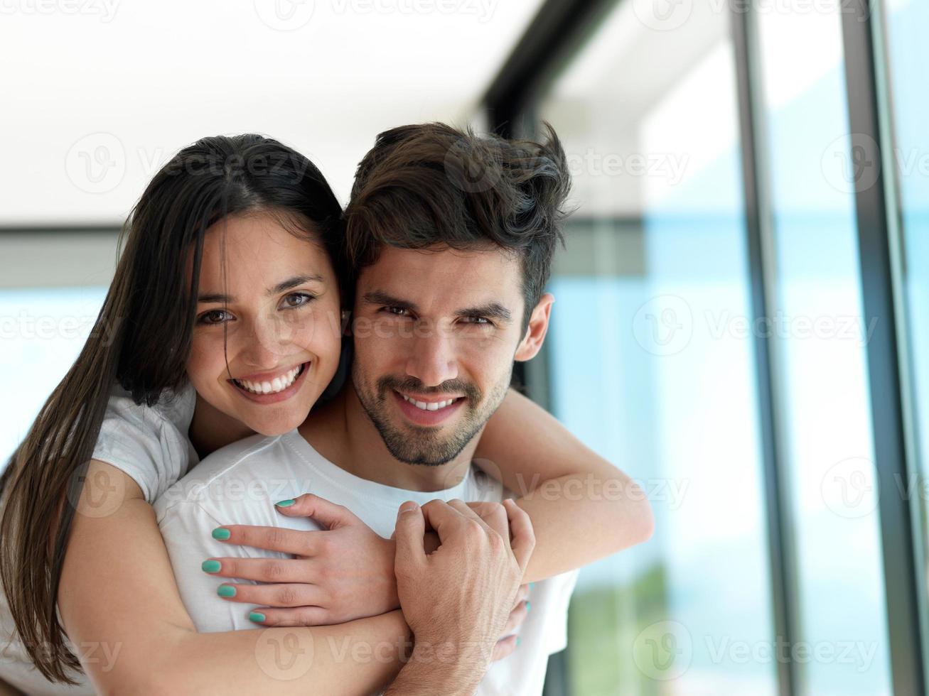 relaxed young couple at home photo