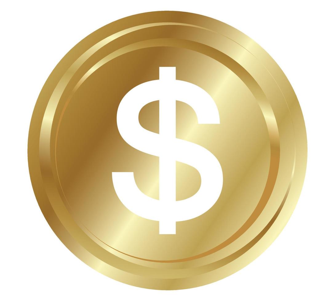 icono de moneda de oro. diseño de dinero símbolo plano del dólar de oro. ilustración vectorial vector