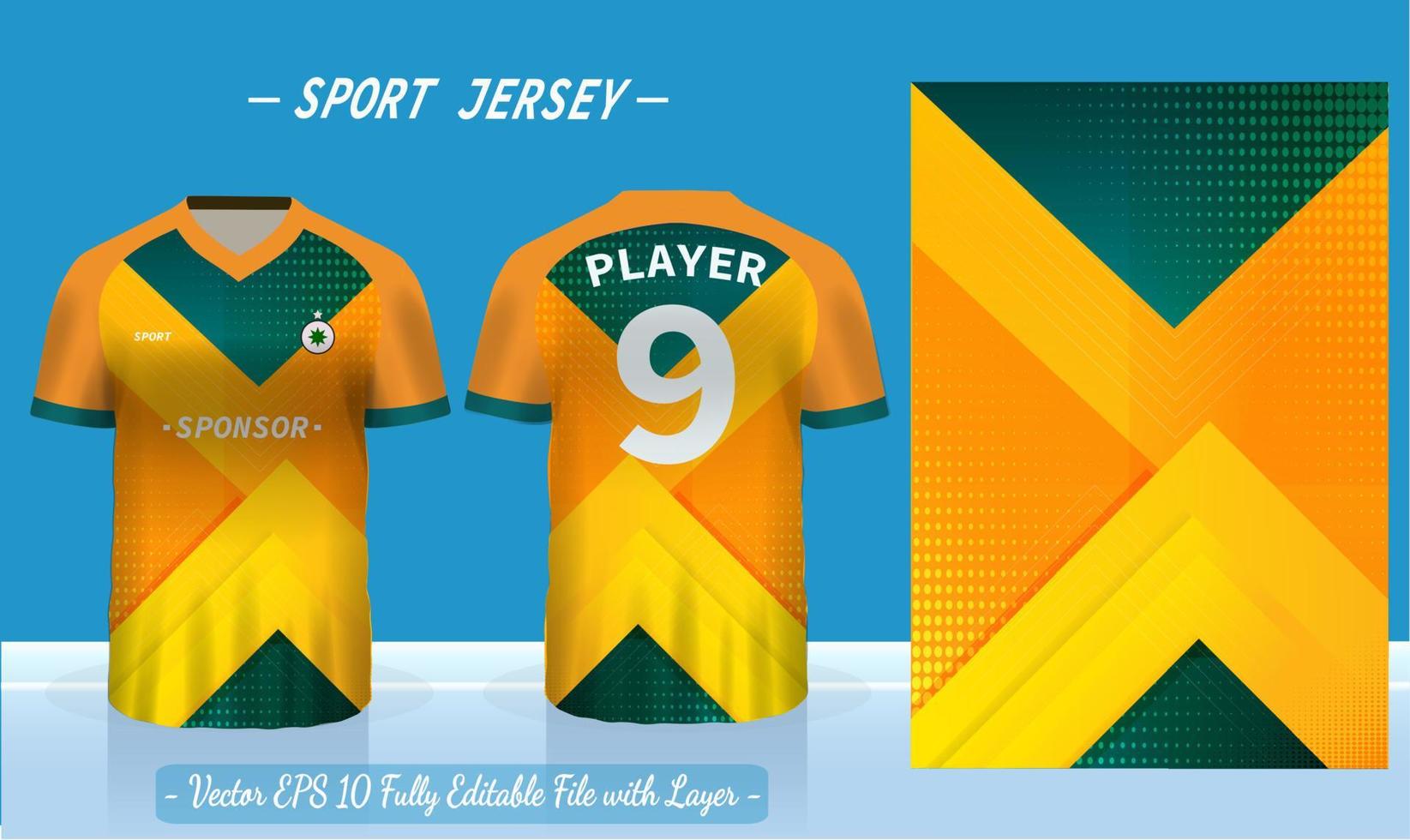 Sports jersey and t-shirt template sports jersey design vector mockup. Sports design for football, badminton, racing, gaming jersey