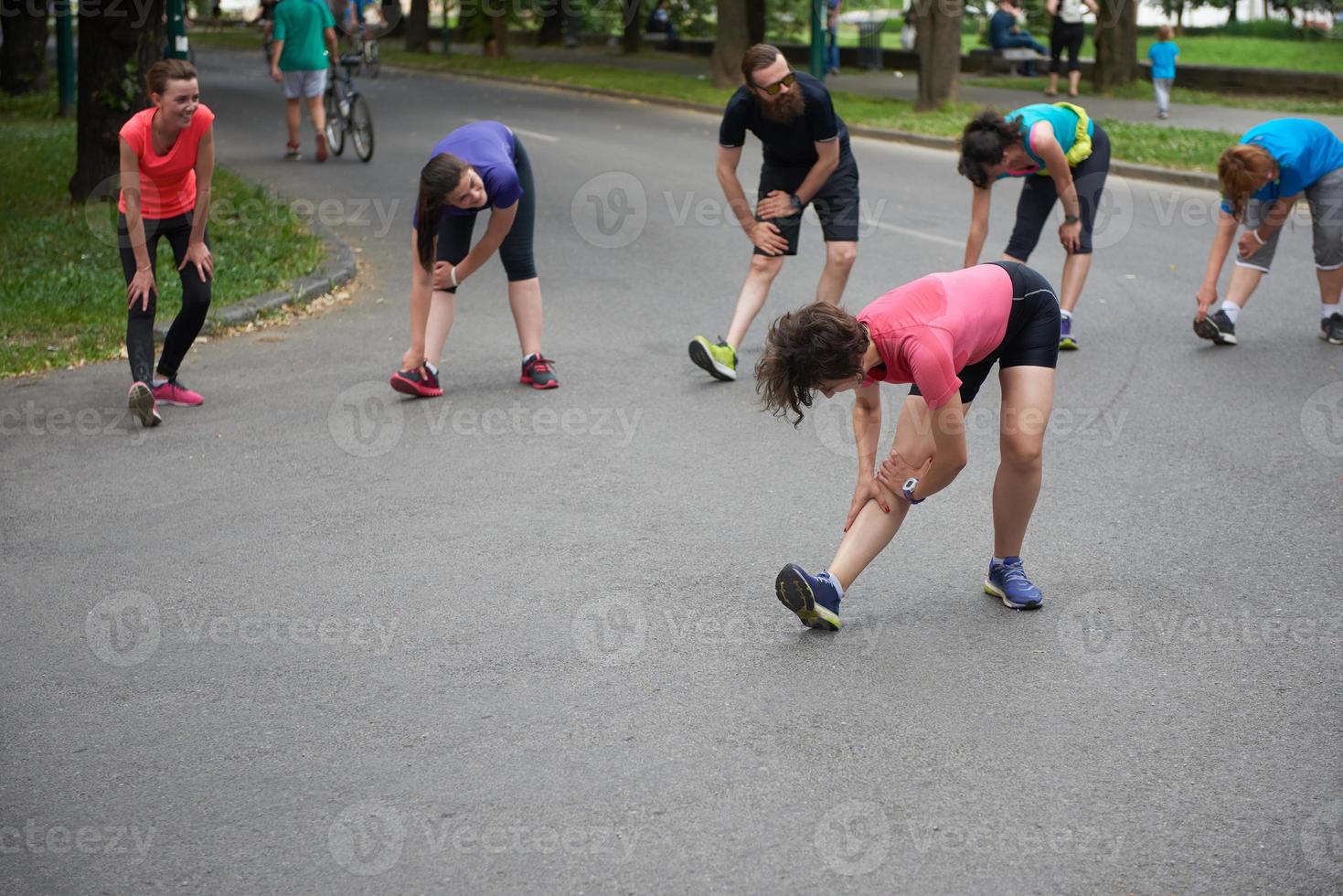 jogging people group stretching photo