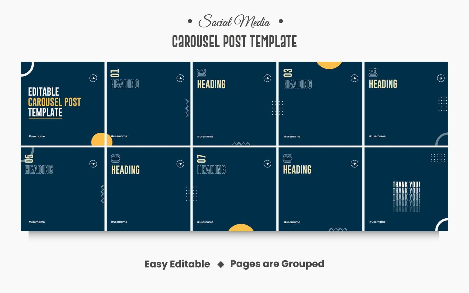 Carousel post template on social media vector