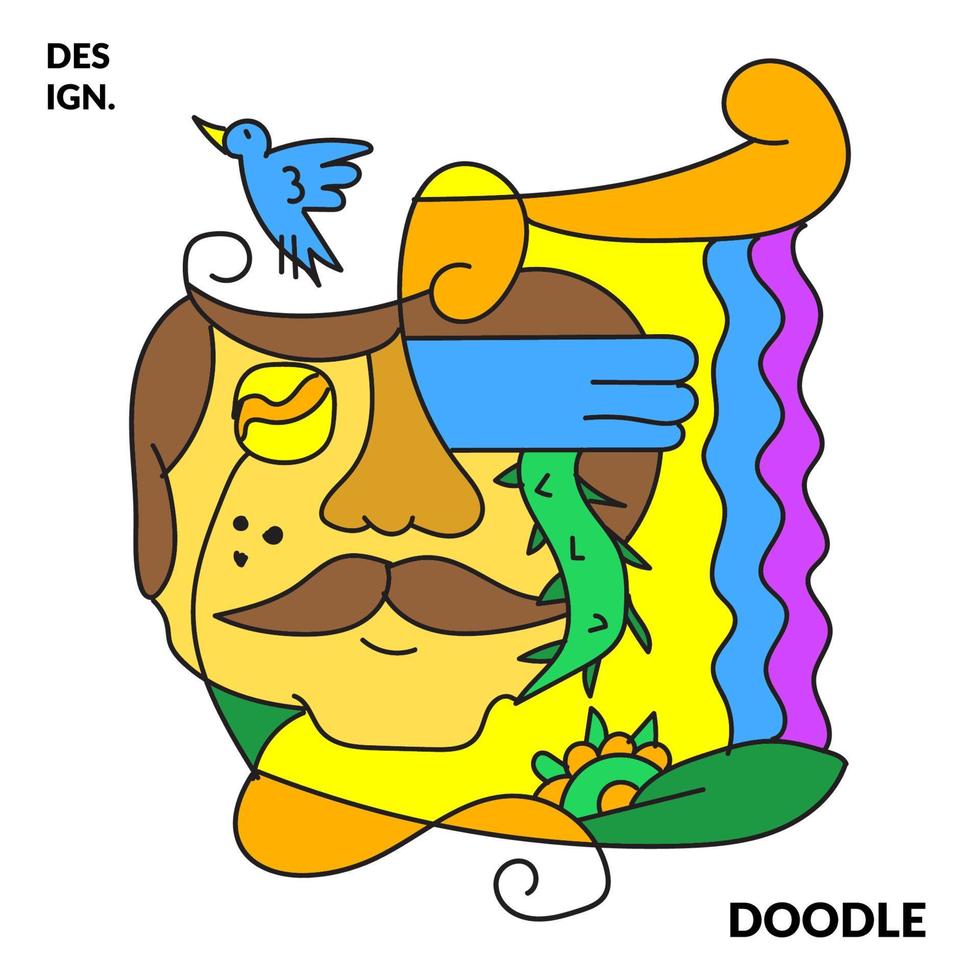 doodle pop art abstracto relajante emoción vector ilustración diseño elemento