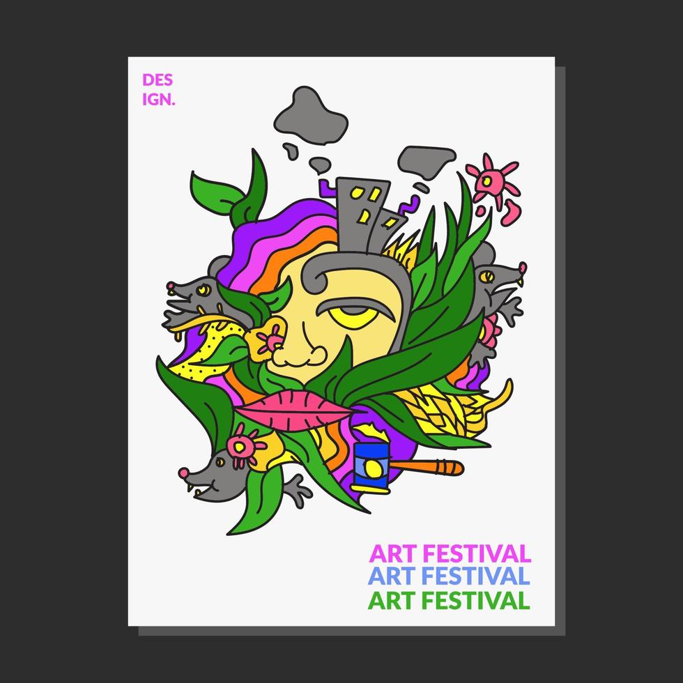Elemento de diseño de ilustración de vector de ciudad congestionada de fondo de festival de arte de doodle abstracto