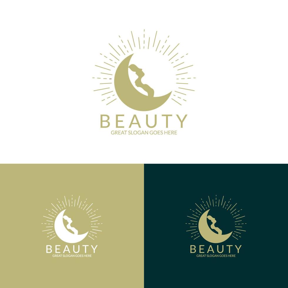 logotipo de moda de mujer de belleza. estudio de belleza y plantilla de marca cosmética vector