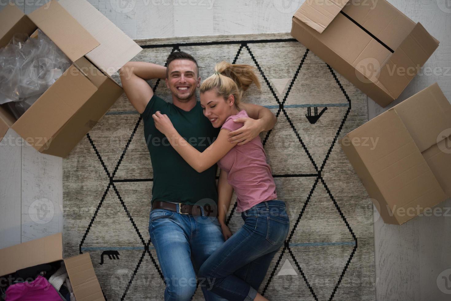 Top view of attractive young couple photo