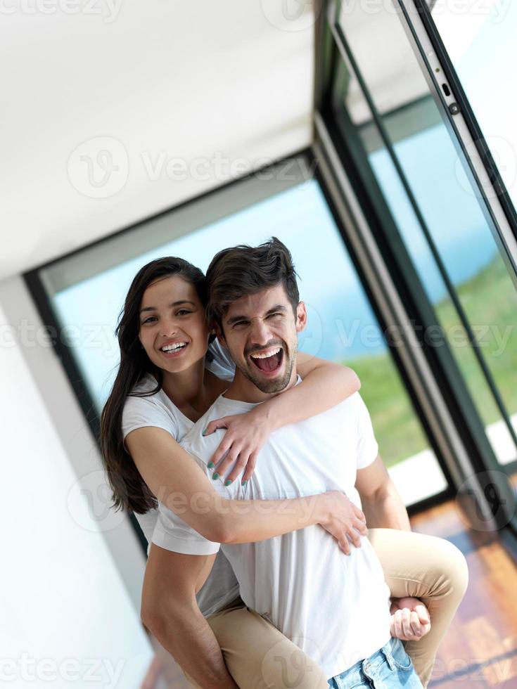 relaxed young couple at home photo