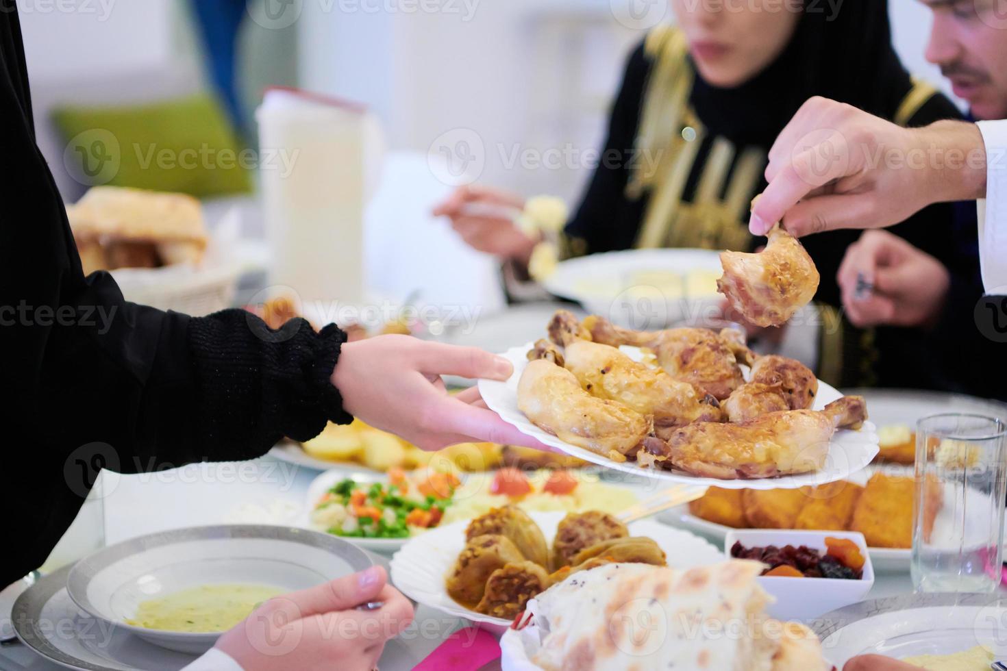 muslim family having a Ramadan feast photo