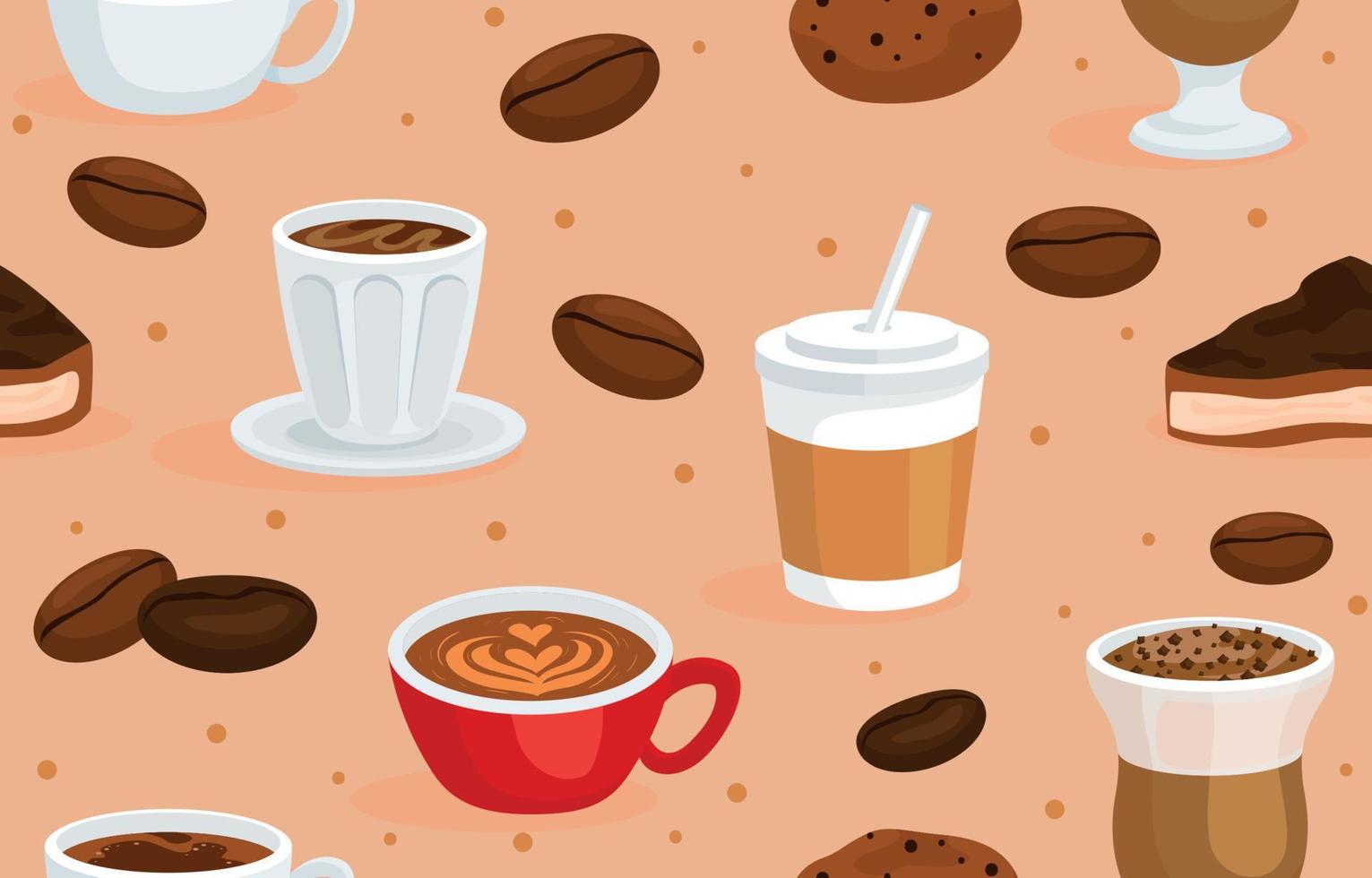 Coffee Beverages With Seamless Style vector