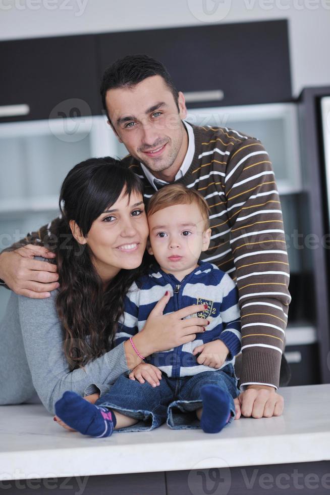 happy young family have fun  at home photo