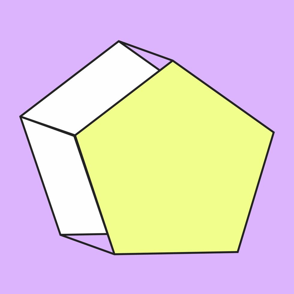 Isometric pentagonal prism. Geometric shape. vector