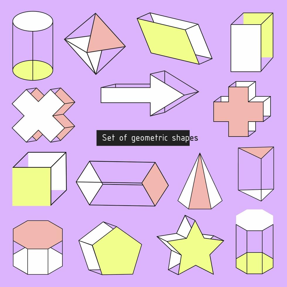 Set of geometric shapes. Isometric. vector