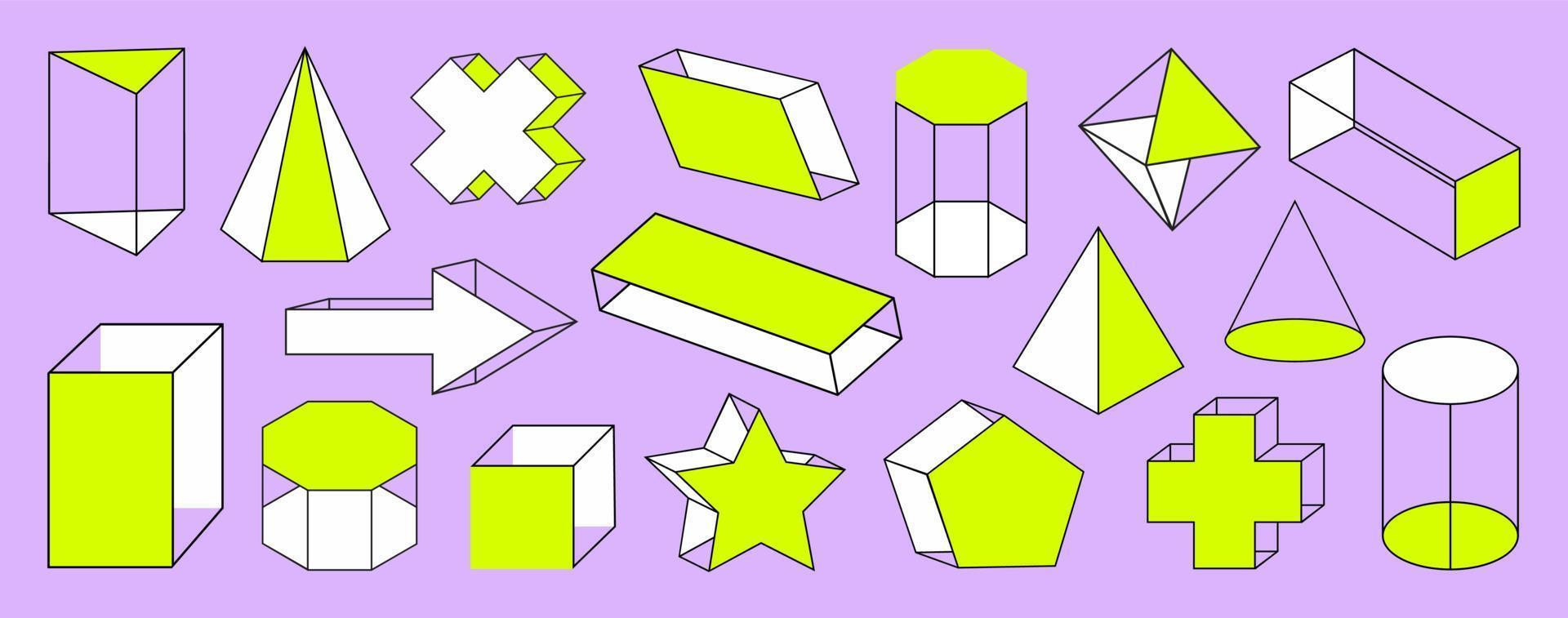 Set of geometric shapes. Isometric. vector