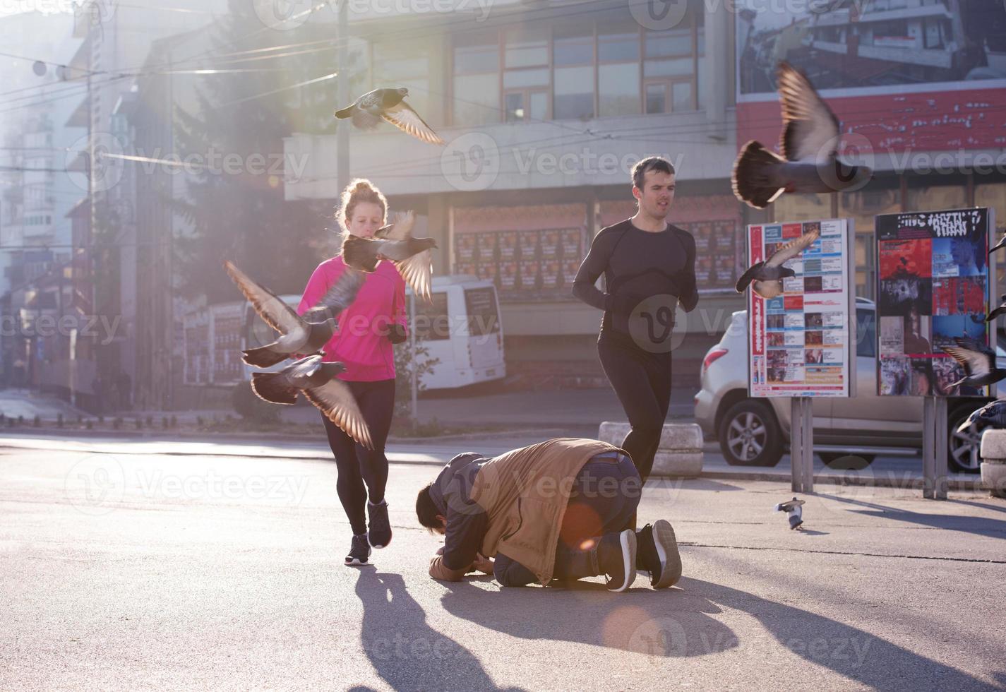 young  couple jogging photo