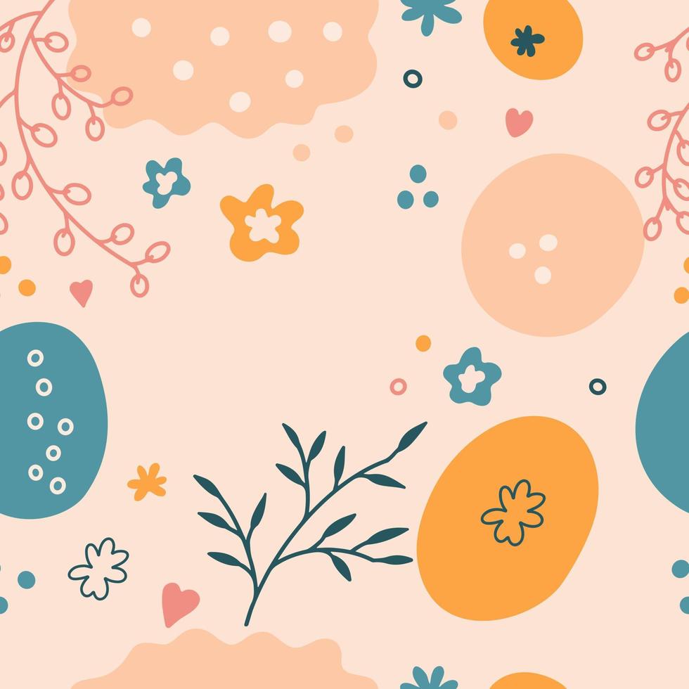 Happy Easter seamless pattern. Square abstract composition in pastel-colored. vector