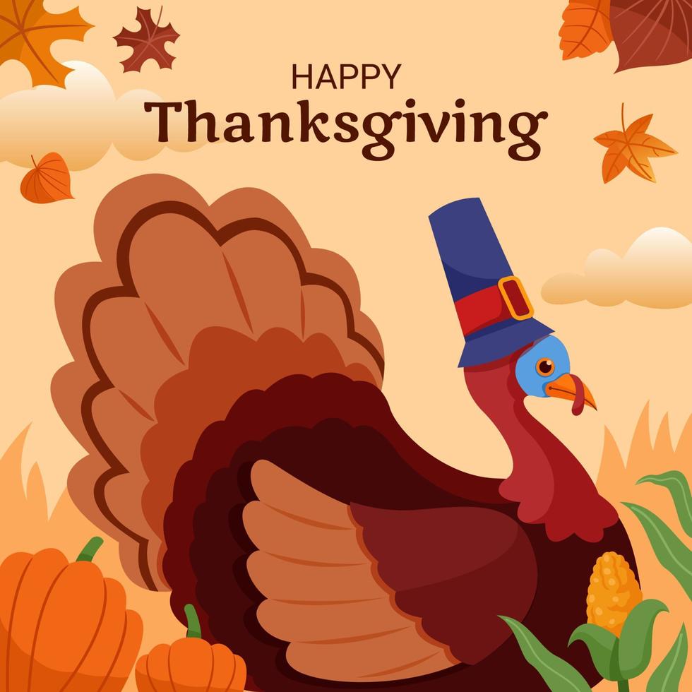 Turkey Bird on Thanksgiving Day vector