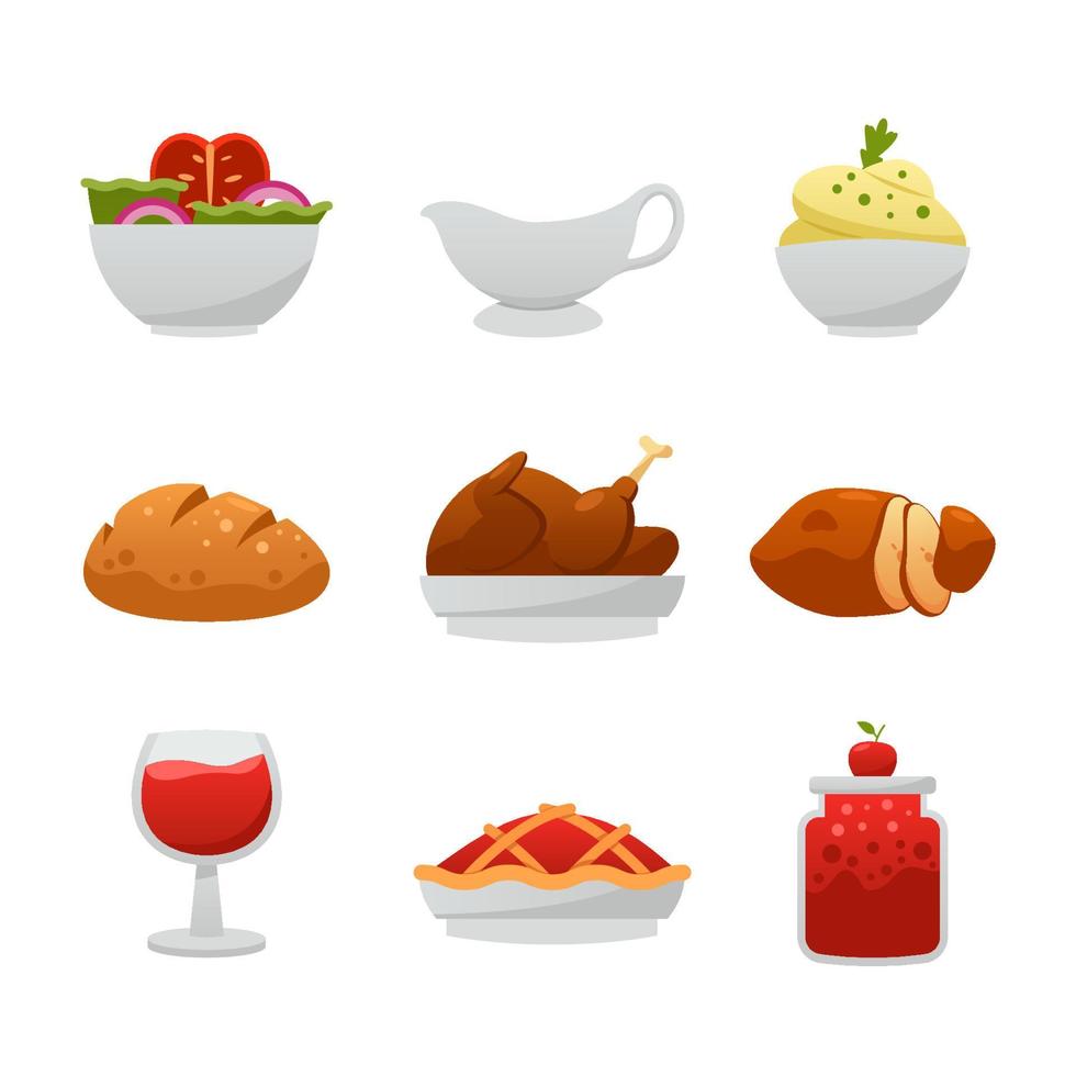 Thanksgiving Dish Icon Set vector