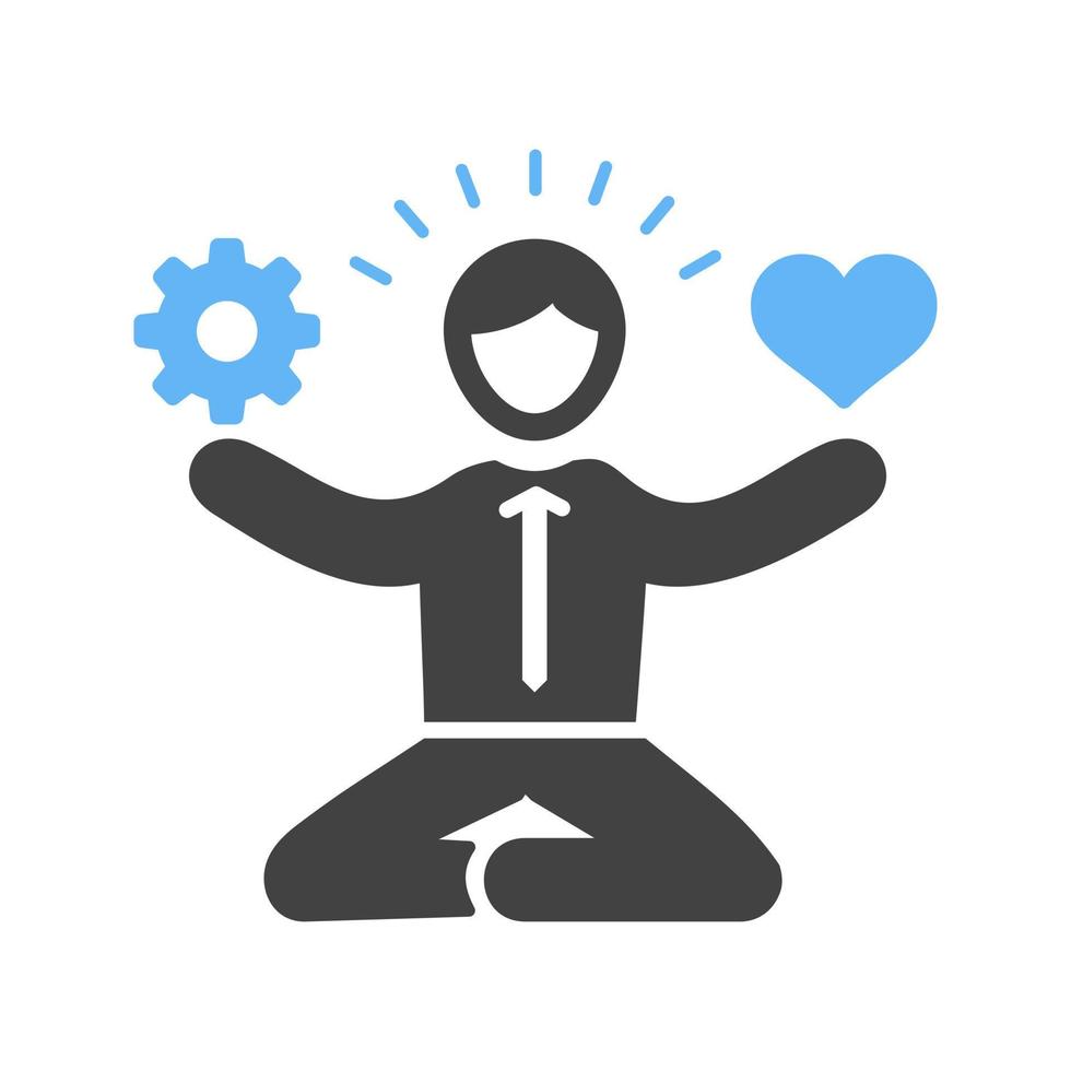Stress Management Skills Glyph Blue and Black Icon vector