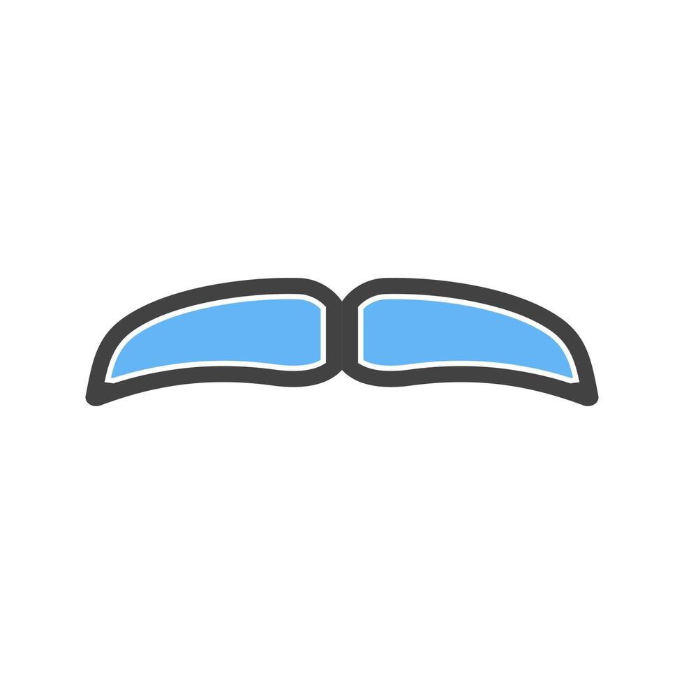 Moustache II Glyph Blue and Black Icon vector