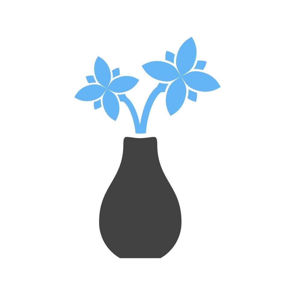 Flowers in Vase Glyph Blue and Black Icon vector
